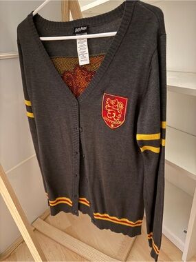 Warner Bros. Harry Potter Knit Sweater in Charcoal with Gold & Red Accents